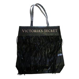 Victoria's Secret Logo - Flirty Fringe Tote Bag Black - NWT Purse Shoulder Bag